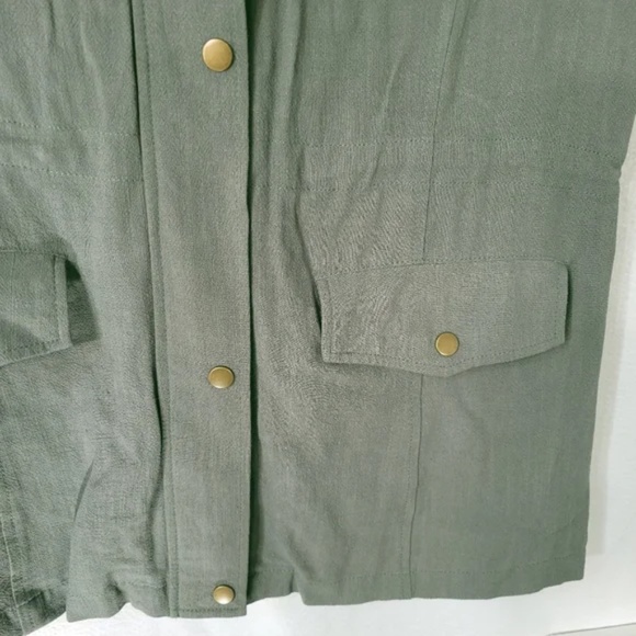 Khaki Linen Cotton Sleeveless Top - Picture 4 of 6